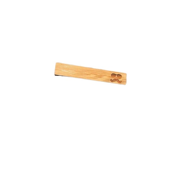 Mens Tie Clip Wooden Mustache Sunglasses Imprint - Picture 1 of 6